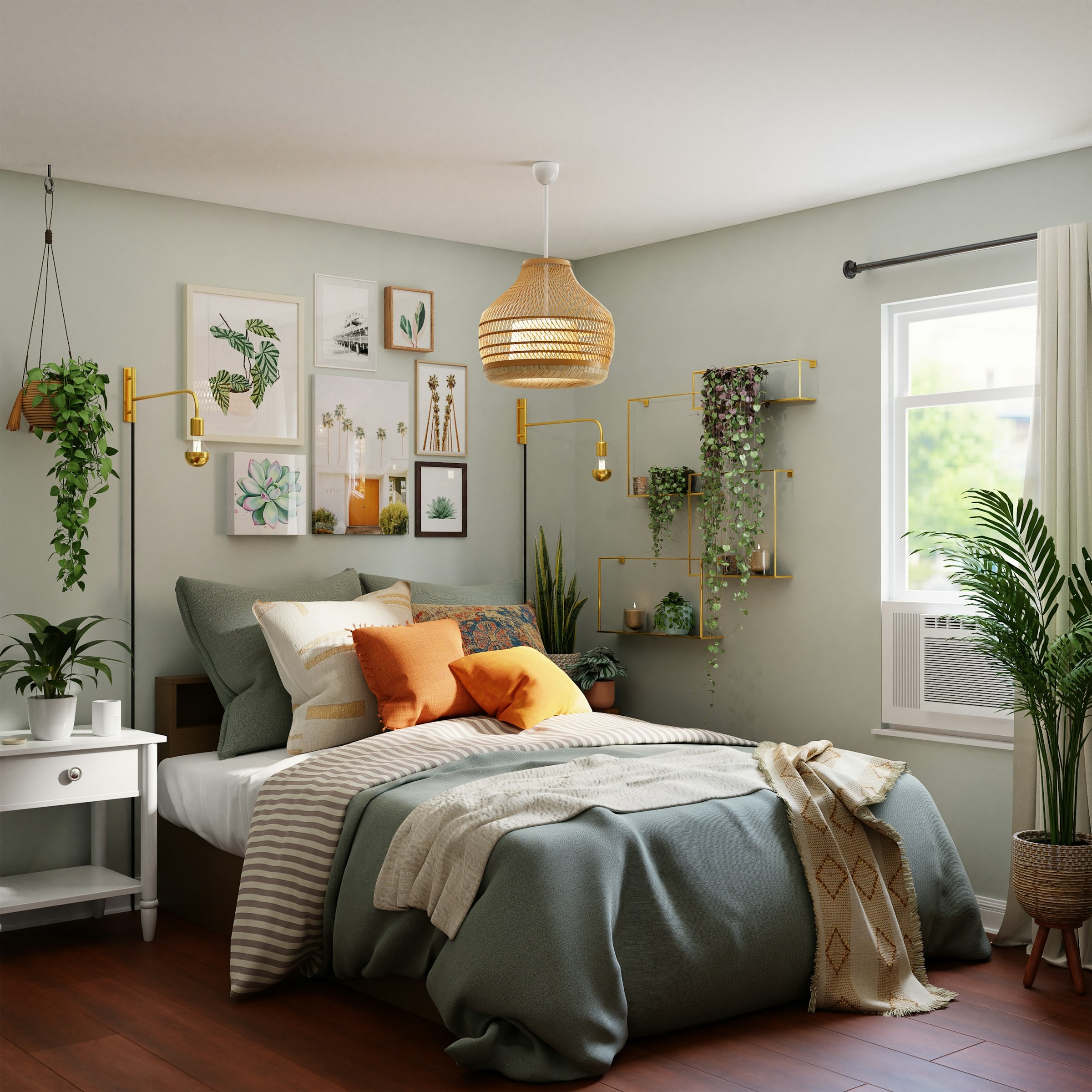 Stand-in photograph of built-in shelving and millwork in a bedroom.